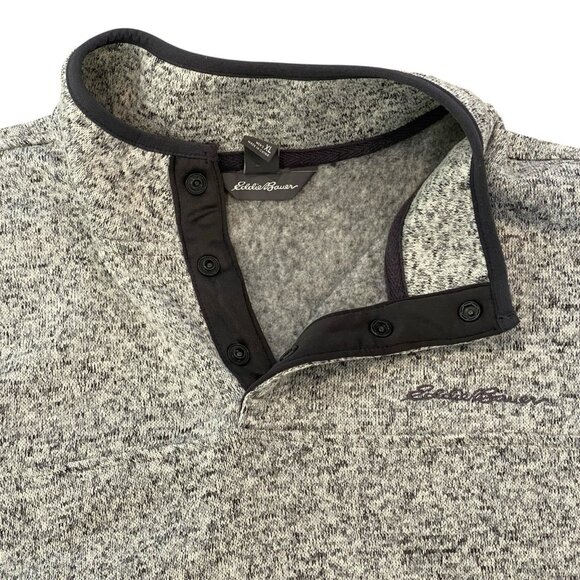 EDDIE BAUER Men's Radiator Fleece Snap Pullover Sweater XL Heathered Gray NWOT - Picture 2 of 6
